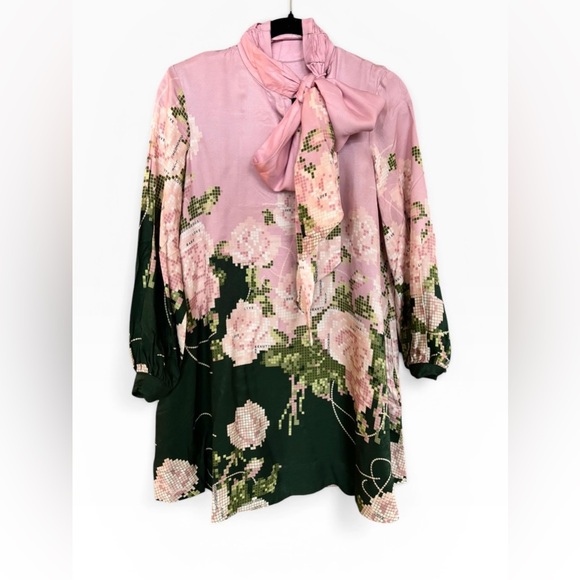 NWT Anthropologie Maeve Caroline Tie-Neck Mini Dress Pink Floral XXS - Picture 5 of 7